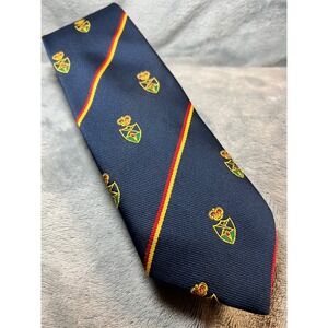 Sondor Navy Blue Crest Stripe Necktie 3" Wide 58" Long England Designer